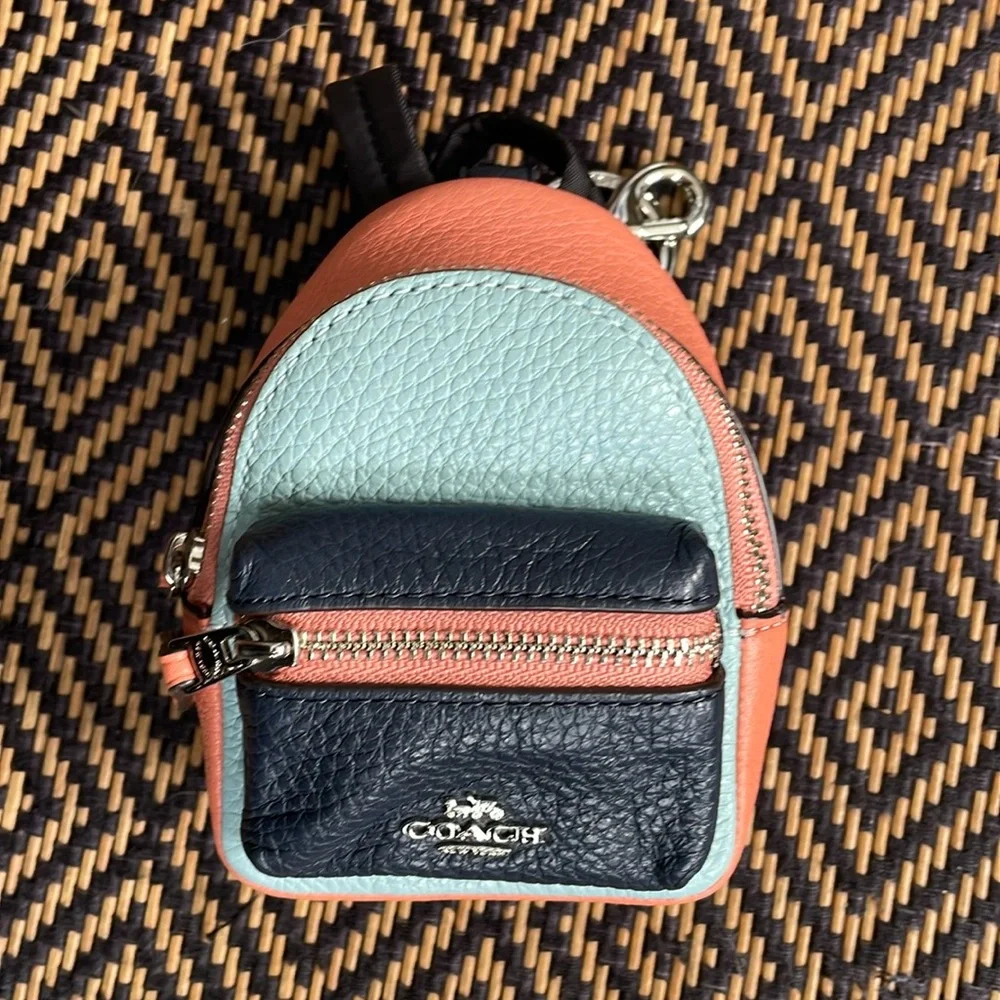 Coach backpack key chain F73064 bag charm Seafoam Multi-color Green orange navy